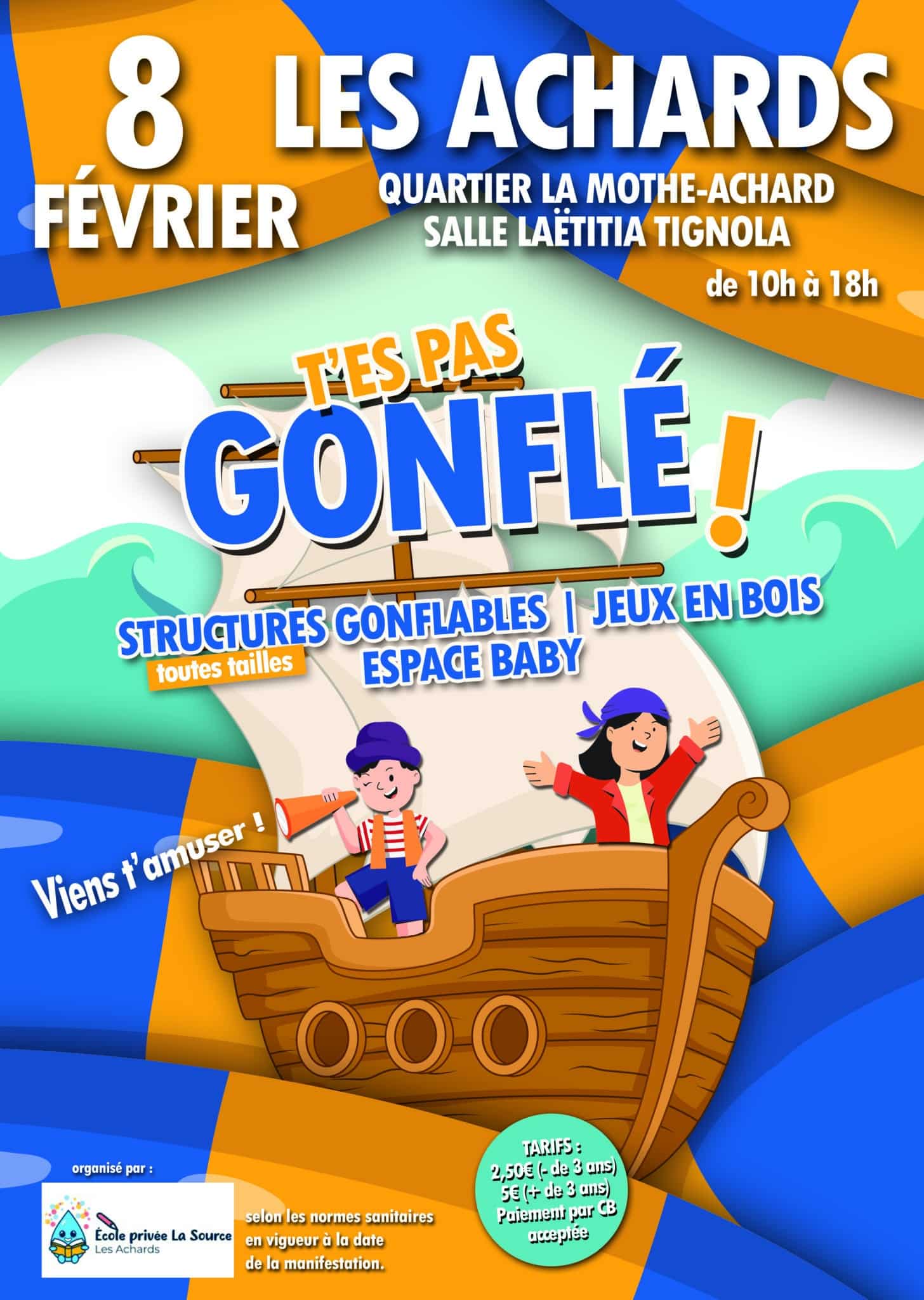 T'es pas gonflé - journée structures gonflables - apel la source les achards - activité enfants - sortie enfants - activité indoor à l'intérieur vendee idée de sortie enfants